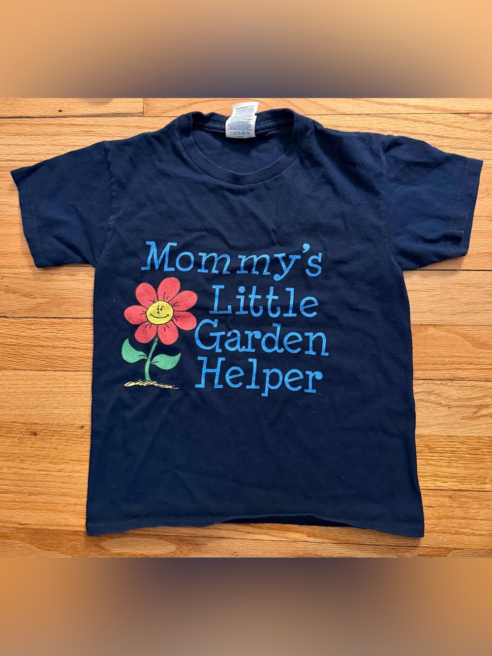 Mommy's Little Garden Helper Kids T-Shirt - Navy with Flower